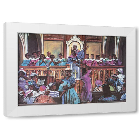 Gospel Choir White Modern Wood Framed Art Print by Unknown