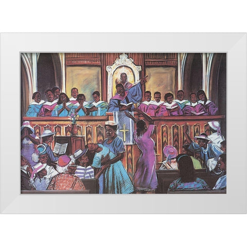 Gospel Choir White Modern Wood Framed Art Print by Unknown