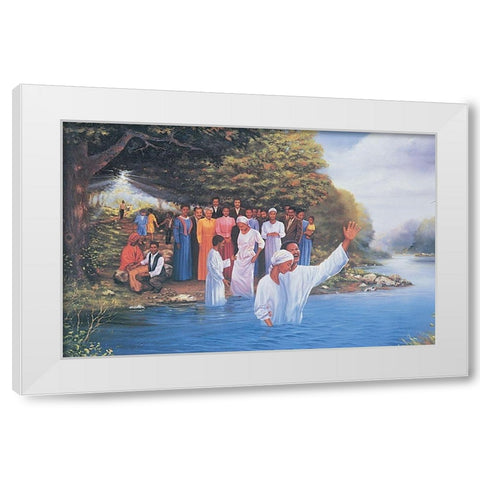 River Baptism White Modern Wood Framed Art Print by Unknown