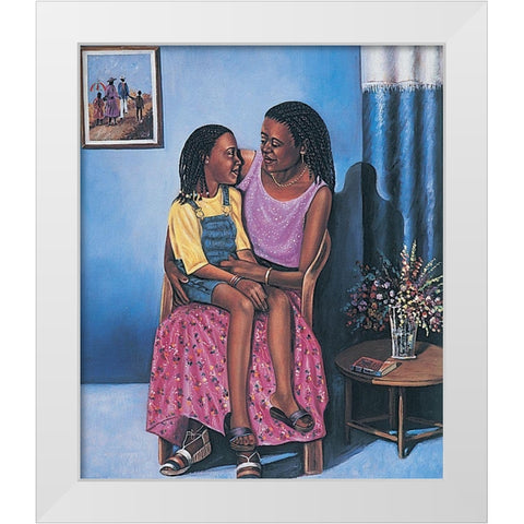 Story Telling White Modern Wood Framed Art Print by Unknown