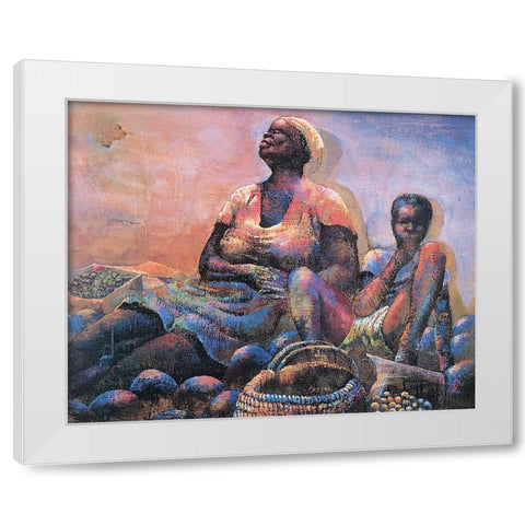 Snack Time White Modern Wood Framed Art Print by Unknown