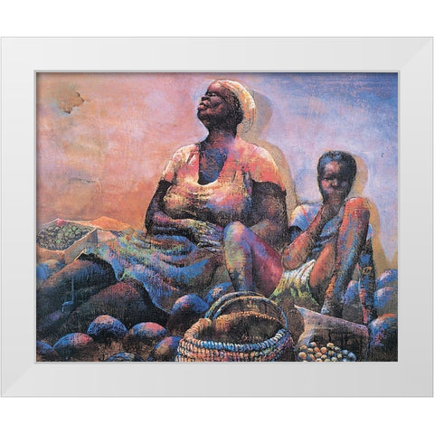 Snack Time White Modern Wood Framed Art Print by Unknown