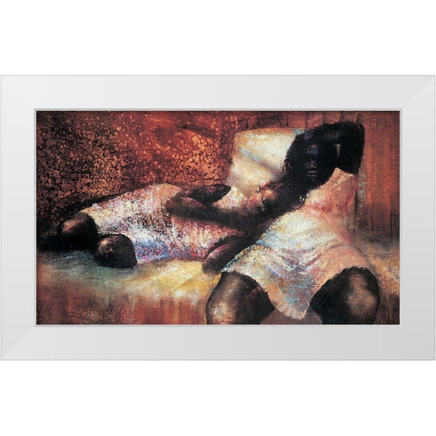 On the Couch White Modern Wood Framed Art Print by Unknown