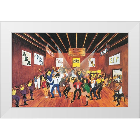 Frat Party White Modern Wood Framed Art Print by Unknown