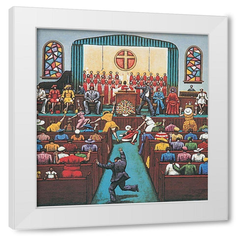 Revival White Modern Wood Framed Art Print by Unknown