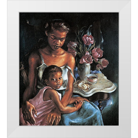 Tea Time White Modern Wood Framed Art Print by Unknown