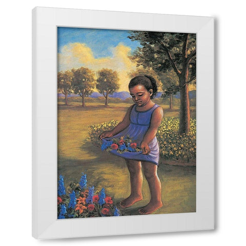 Skirt of Flowers White Modern Wood Framed Art Print by Unknown