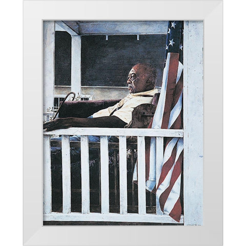 Red Brown and Blue White Modern Wood Framed Art Print by Unknown