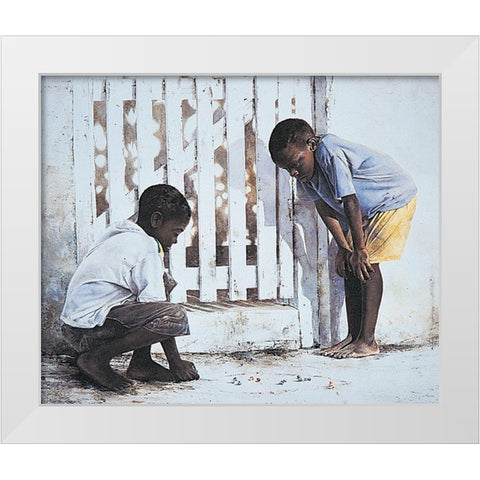 Marbles White Modern Wood Framed Art Print by Unknown