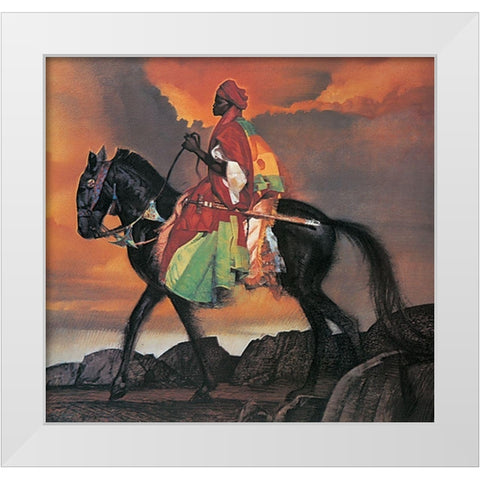 Arabian Knight White Modern Wood Framed Art Print by Unknown