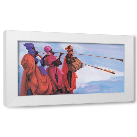 Sound the Horns White Modern Wood Framed Art Print by Unknown