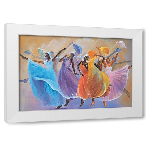 Dance Troupe White Modern Wood Framed Art Print by Unknown