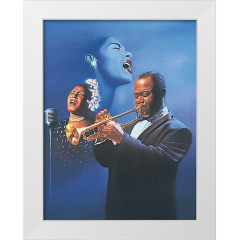 Jazz Duo White Modern Wood Framed Art Print by Unknown