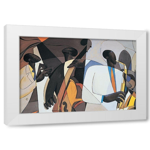 Jazz Trio White Modern Wood Framed Art Print by Unknown