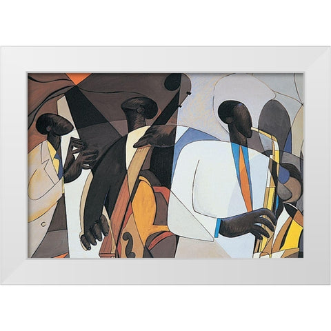 Jazz Trio White Modern Wood Framed Art Print by Unknown