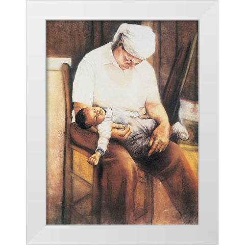 Sleep Time White Modern Wood Framed Art Print by Unknown