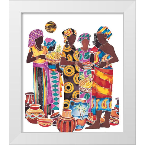 Women and Jars White Modern Wood Framed Art Print by Unknown