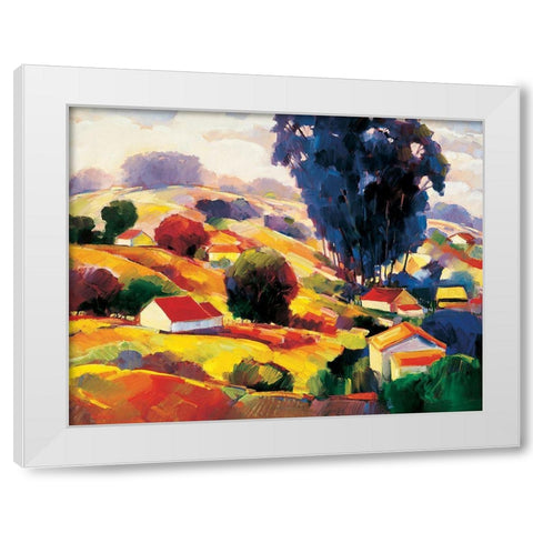 Hillside Village I White Modern Wood Framed Art Print by Unknown