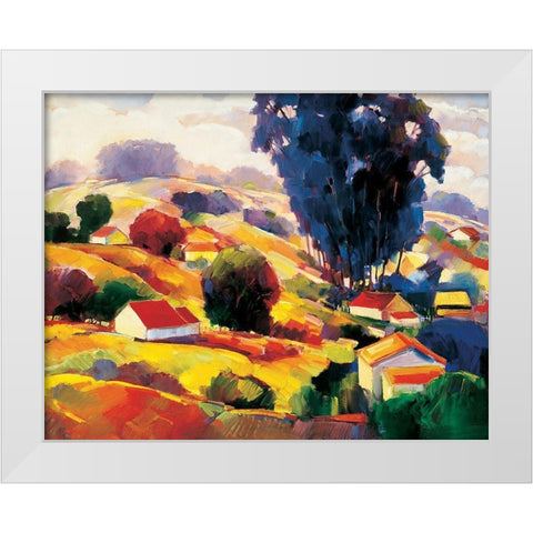 Hillside Village I White Modern Wood Framed Art Print by Unknown