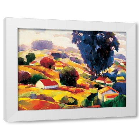 Village White Modern Wood Framed Art Print by Unknown