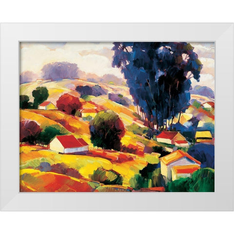 Village White Modern Wood Framed Art Print by Unknown