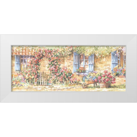 Cottage Flowers Panel I White Modern Wood Framed Art Print by Unknown