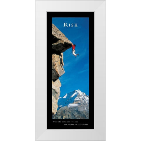 Climber - Risk White Modern Wood Framed Art Print by Unknown