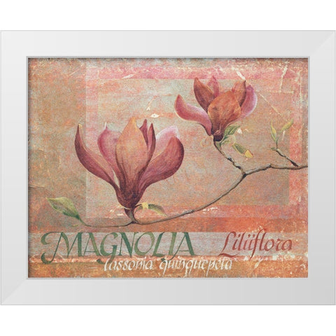 Red Magnolia White Modern Wood Framed Art Print by Unknown