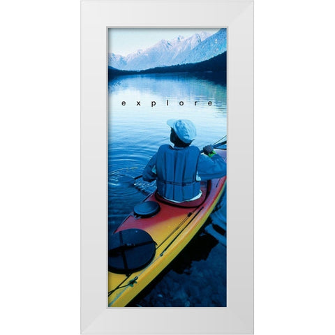 Kayak - Explore White Modern Wood Framed Art Print by Unknown