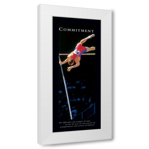 Commitment - Pole Vaulter White Modern Wood Framed Art Print by Frontline