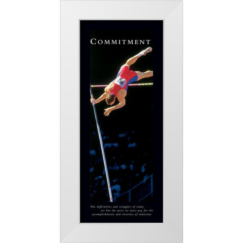 Commitment - Pole Vaulter White Modern Wood Framed Art Print by Frontline