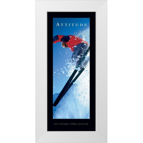 Attitude - Skier White Modern Wood Framed Art Print by Frontline