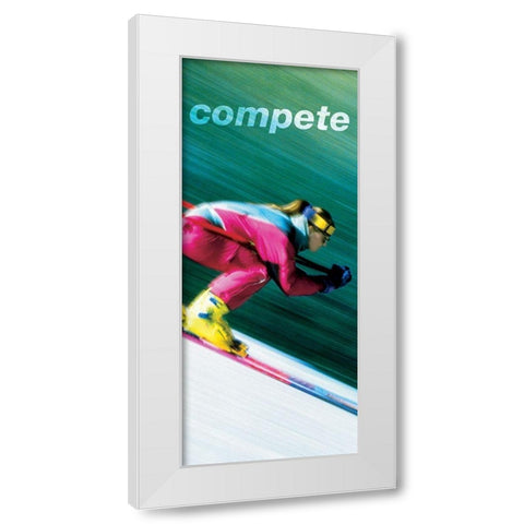 Compete Downhill Skier White Modern Wood Framed Art Print by Unknown