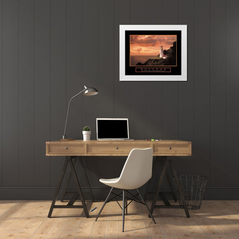 Success Lighthouse White Modern Wood Framed Art Print by Unknown