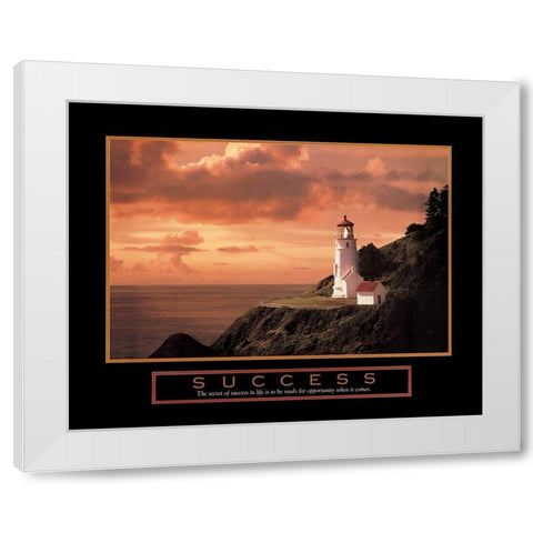 Success Lighthouse White Modern Wood Framed Art Print by Unknown