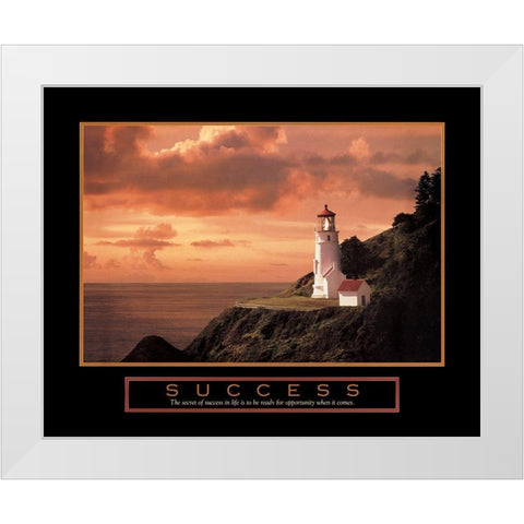 Success Lighthouse White Modern Wood Framed Art Print by Unknown