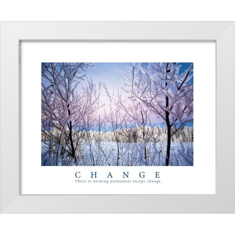 Change - Snowy Trees White Modern Wood Framed Art Print by Frontline