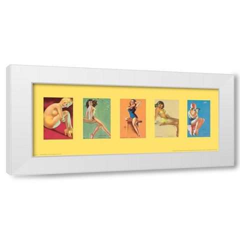 Pin Up Girls Panel I White Modern Wood Framed Art Print by Unknown
