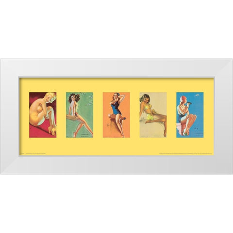 Pin Up Girls Panel I White Modern Wood Framed Art Print by Unknown