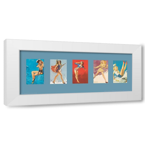 Pin Up Girls Panel II White Modern Wood Framed Art Print by Unknown