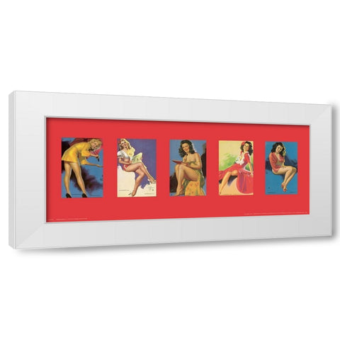 Pin Up Girls Panel III White Modern Wood Framed Art Print by Unknown