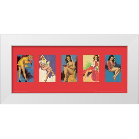 Pin Up Girls Panel III White Modern Wood Framed Art Print by Unknown