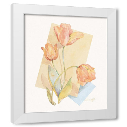 Tulip Pastel Collage II White Modern Wood Framed Art Print by Unknown