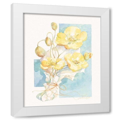 Poppies Yellow Pastel I White Modern Wood Framed Art Print by Unknown