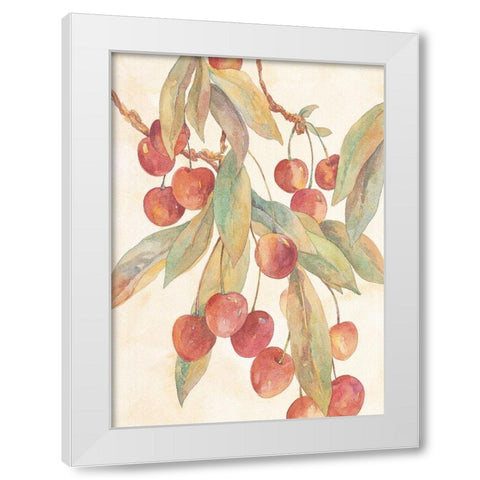 Hanging Cherries White Modern Wood Framed Art Print by Unknown