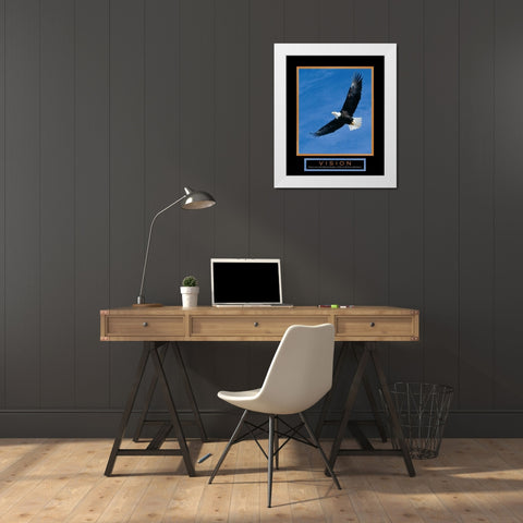 Vision Eagle in Flight White Modern Wood Framed Art Print by Unknown