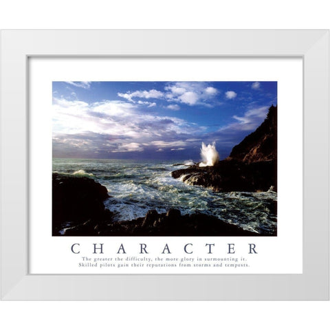 Character - Rocky Coastline White Modern Wood Framed Art Print by Unknown