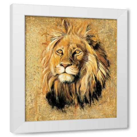 Lion White Modern Wood Framed Art Print by Unknown