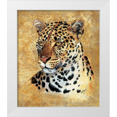 Leapord White Modern Wood Framed Art Print by Unknown