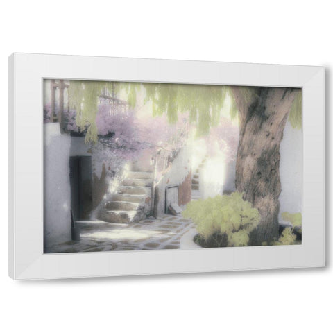 Stairs and Tree White Modern Wood Framed Art Print by Unknown